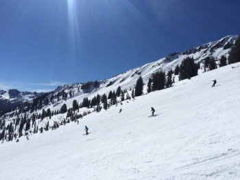 A great groomer: blue marked run Gold Hill at Cloud 9 Express.