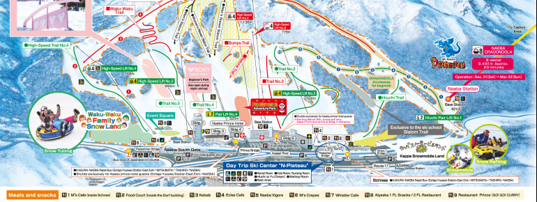 Trail map for Naeba ski resort.