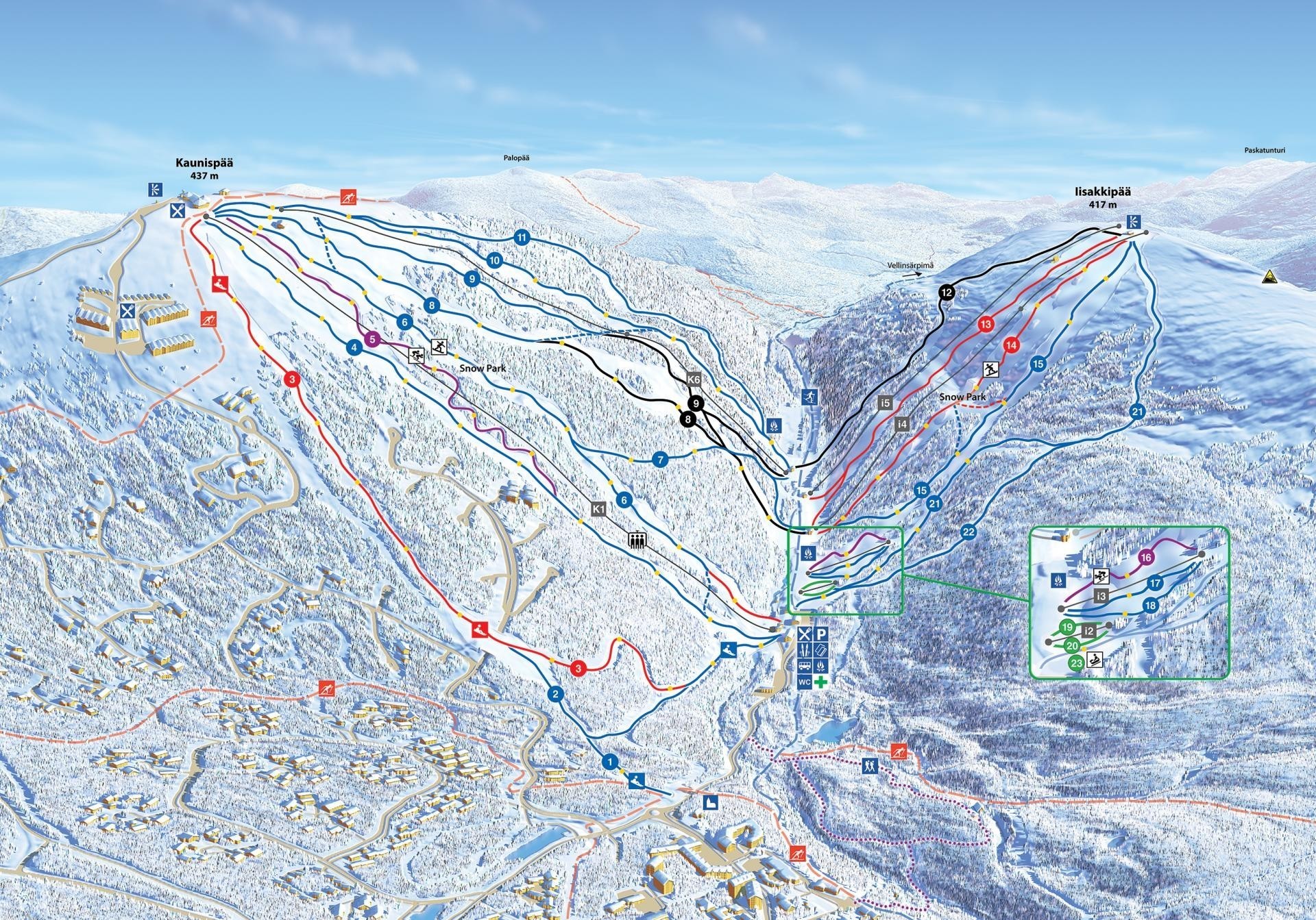 Ski slope map Saarselkä