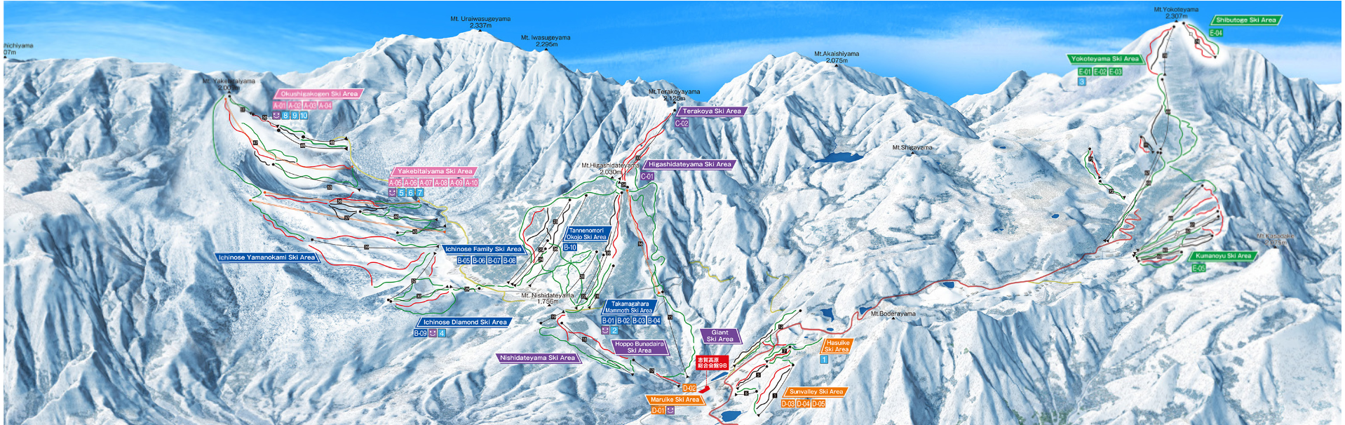 Trail map of Shigakogen Mountain Resort