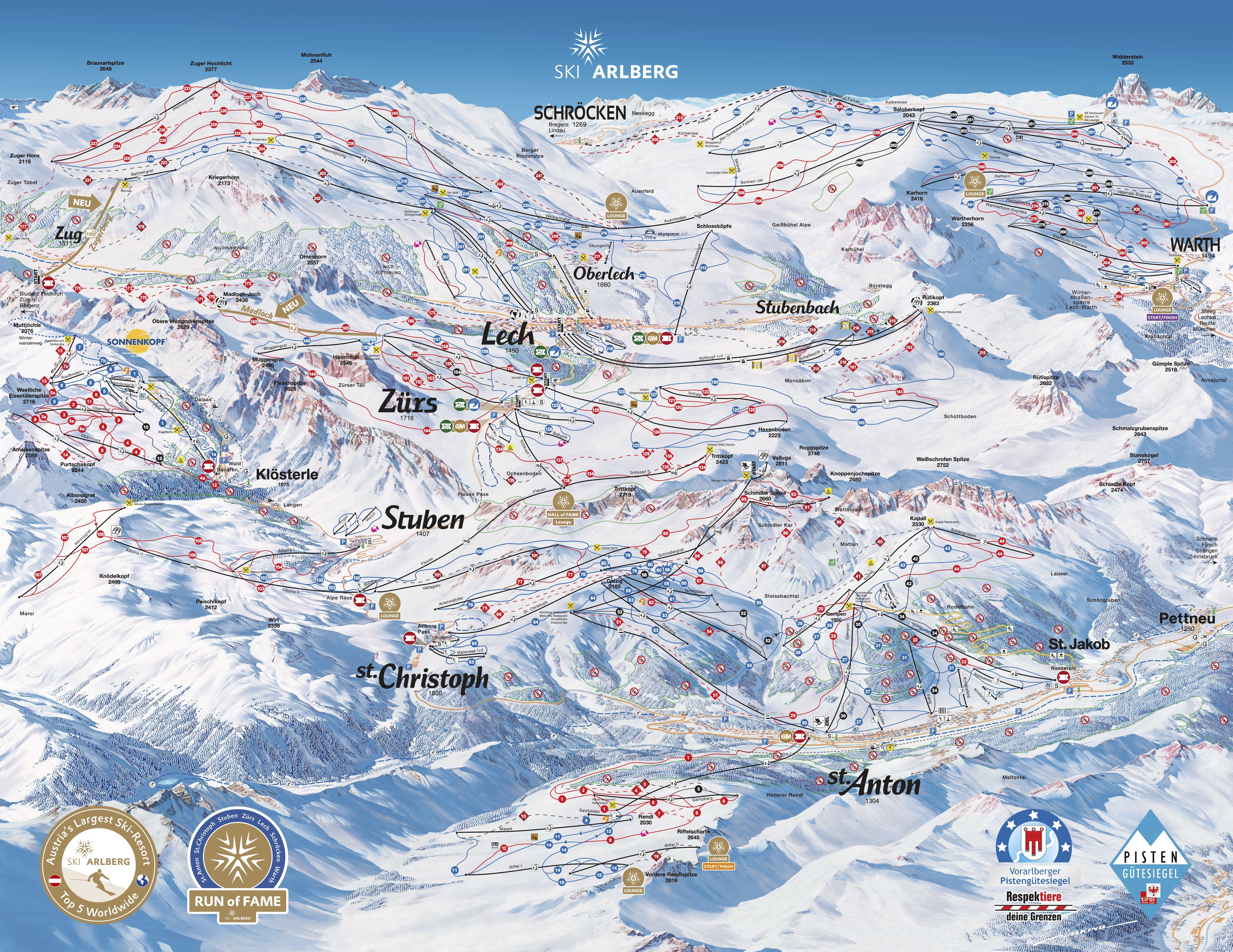 Trail Map St. Anton and Ski Arlberg