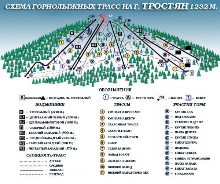 Trostan Map Trostyan Mountain Trail Map • Piste Map • Panoramic Mountain Map