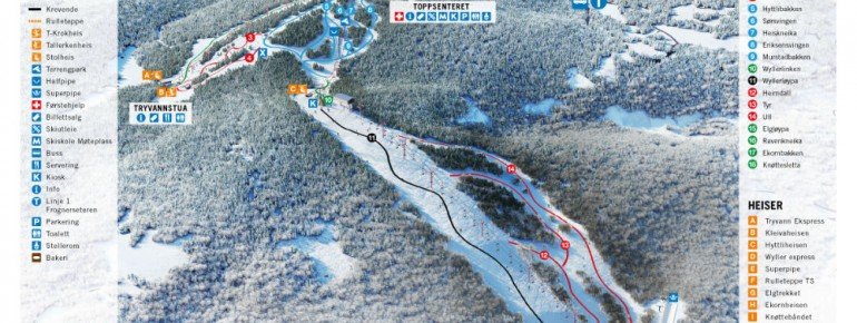 Trail Map Tryvann Vinterpark