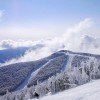 The snowy hills make for a great view.