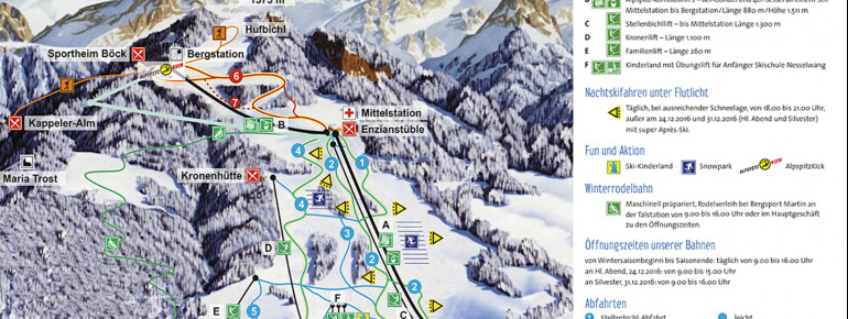 Pistenplan Skigebiet Alpspitzbahn Nesselwang