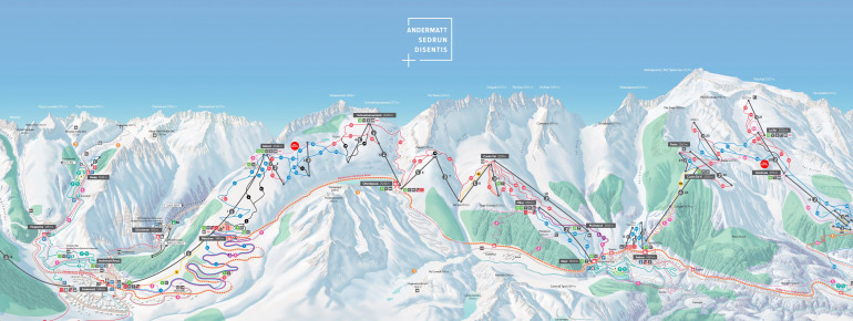 Pistenplan SkiArena Andermatt-Sedrun
