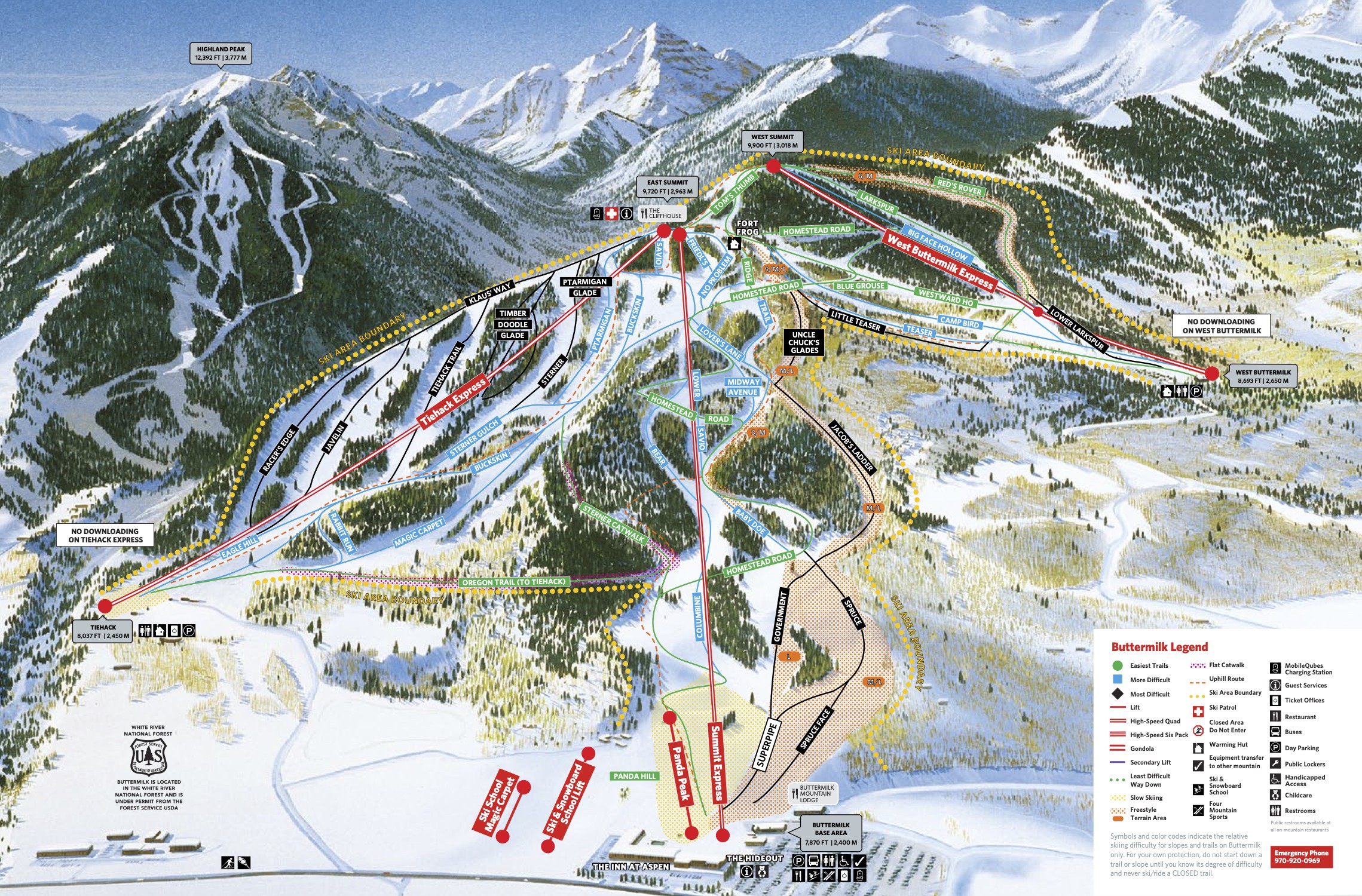 Pistenplan von Aspen Buttermilk