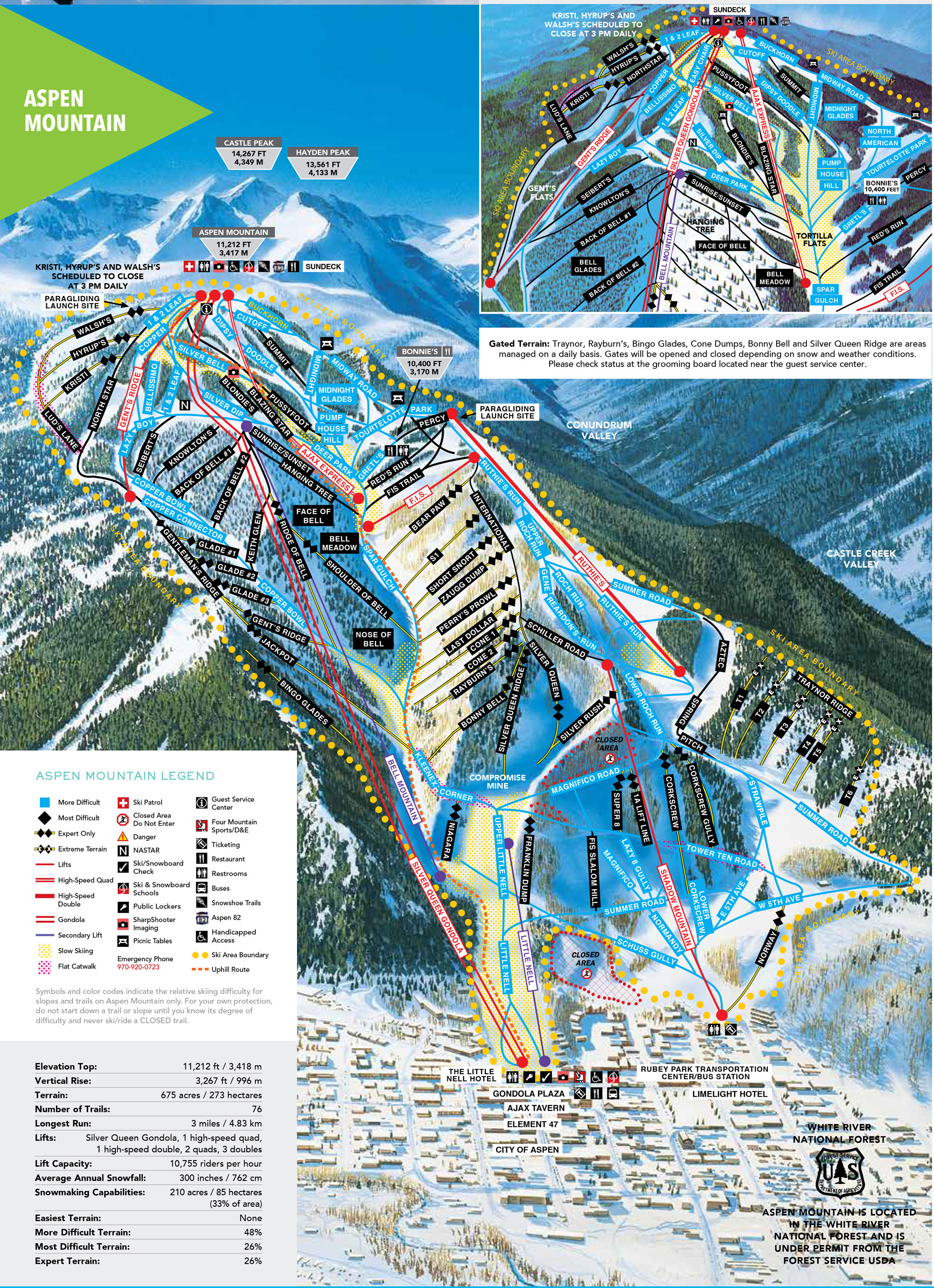 Pistenplan von Aspen Mountain