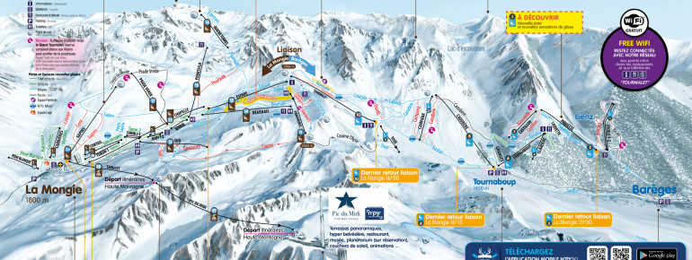 Pistenplan Grand Tourmalet (Barèges - La Mongie)