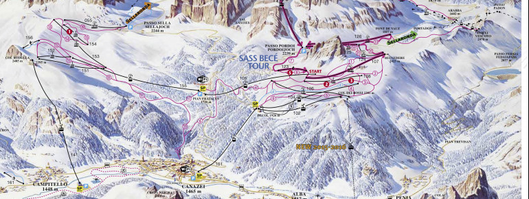 Pistenplan Belvedere - Col Rodella - Passo Pordoi