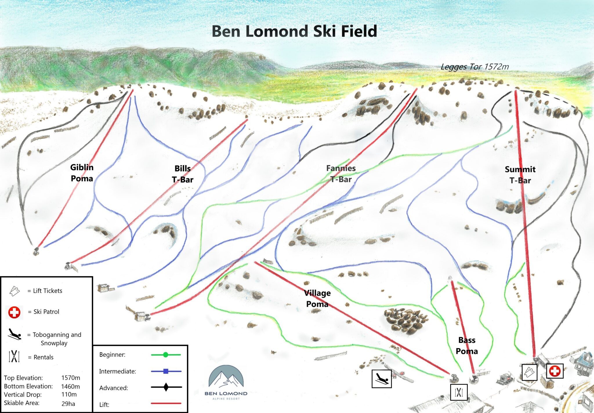 Pistenplan Ben Lomond