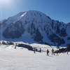Sonnige Abfahrt an der neuen Thanellerbahn.