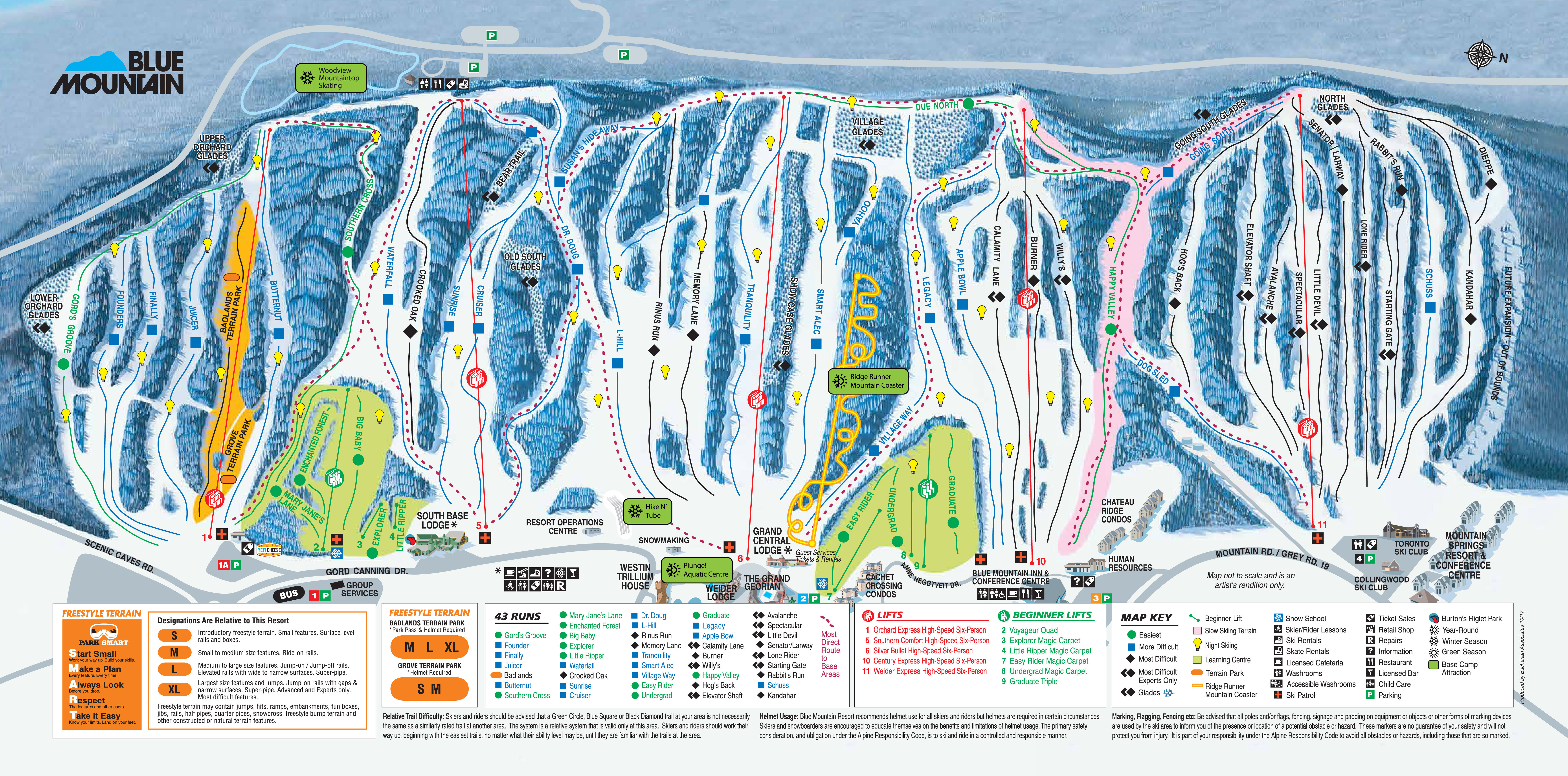 Pistenplan Blue Mountain Resort