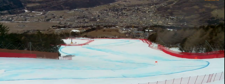 Die Weltcuppiste Stelvio endet direkt in Bormio. Hier ein Blick aus der Webcam.