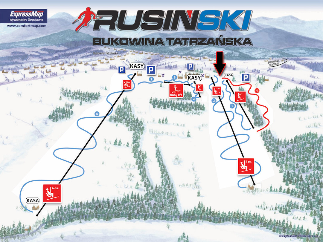 Pistenplan Bukowina Tatrzanska - Rusin Ski