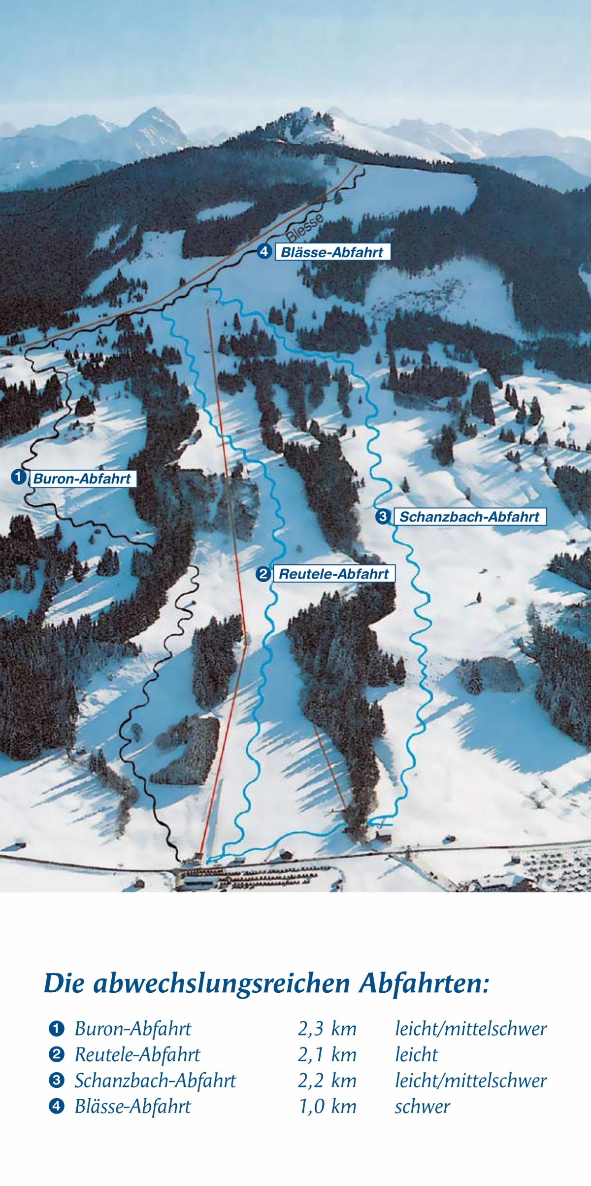 Pistenplan Skigebiet Buronlifte Wertach