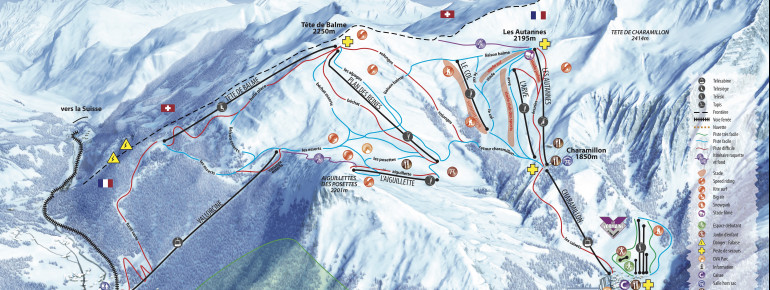 Pistenplan Col de Balme (Vallée de Chamonix)