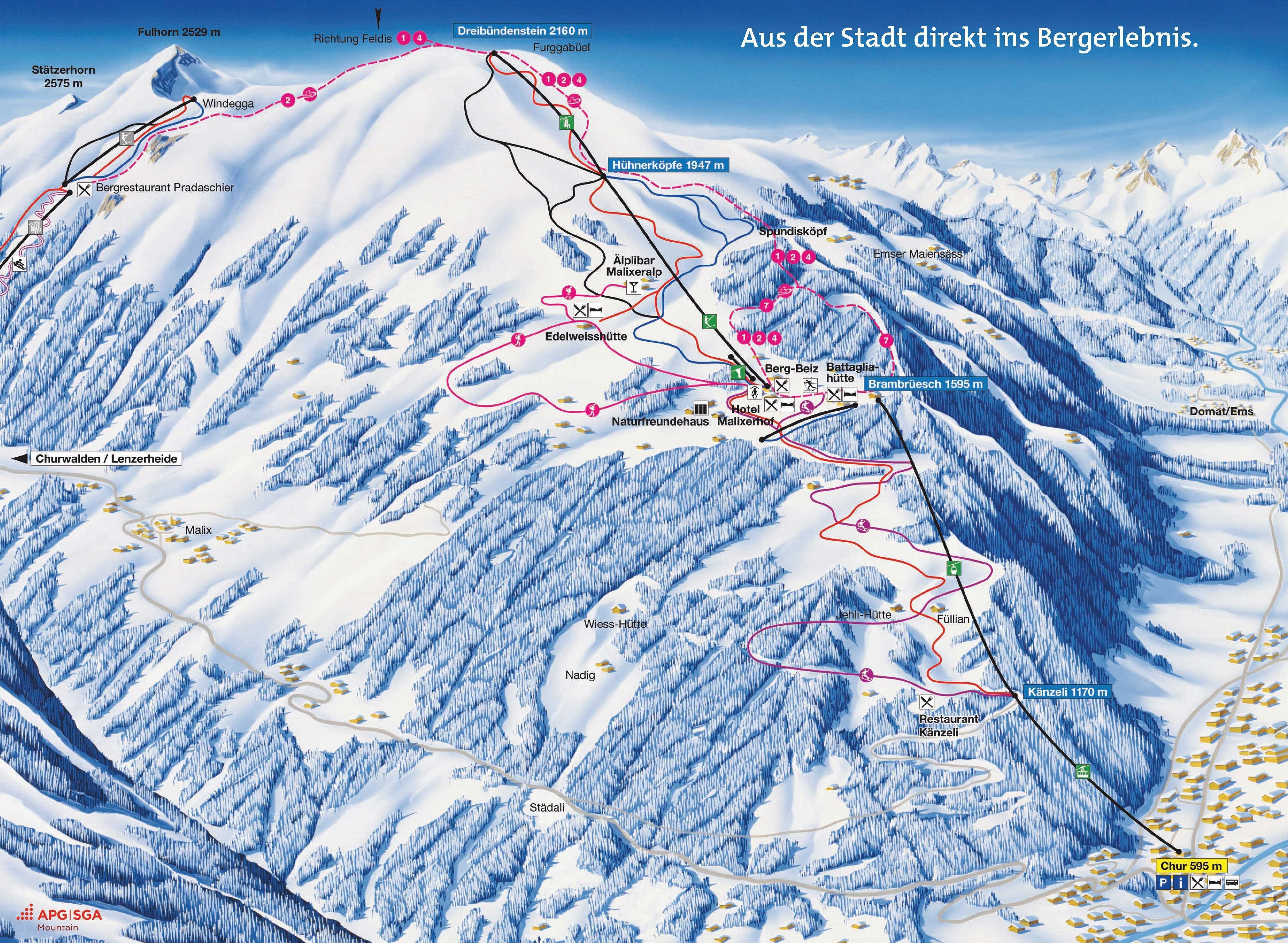 Übersicht Wintersportgebiet Brambrüesch