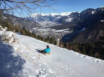 Schlittelweg mit Aussicht ins Churer Rheintal