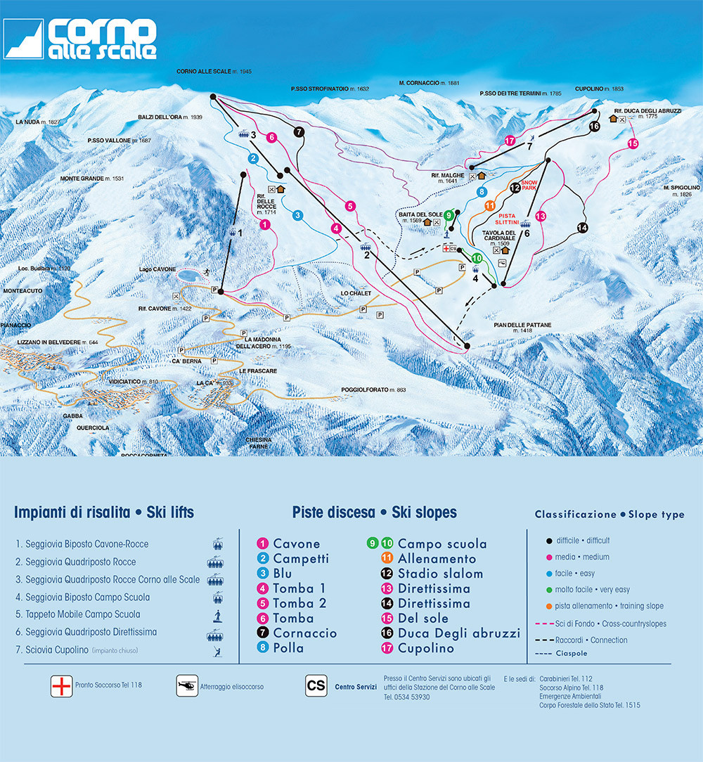 Pistenplan Corno alle Scale