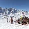 Traumhafter Ausblick vom Berghaus Diavolezza auf die Bernina Gruppe.