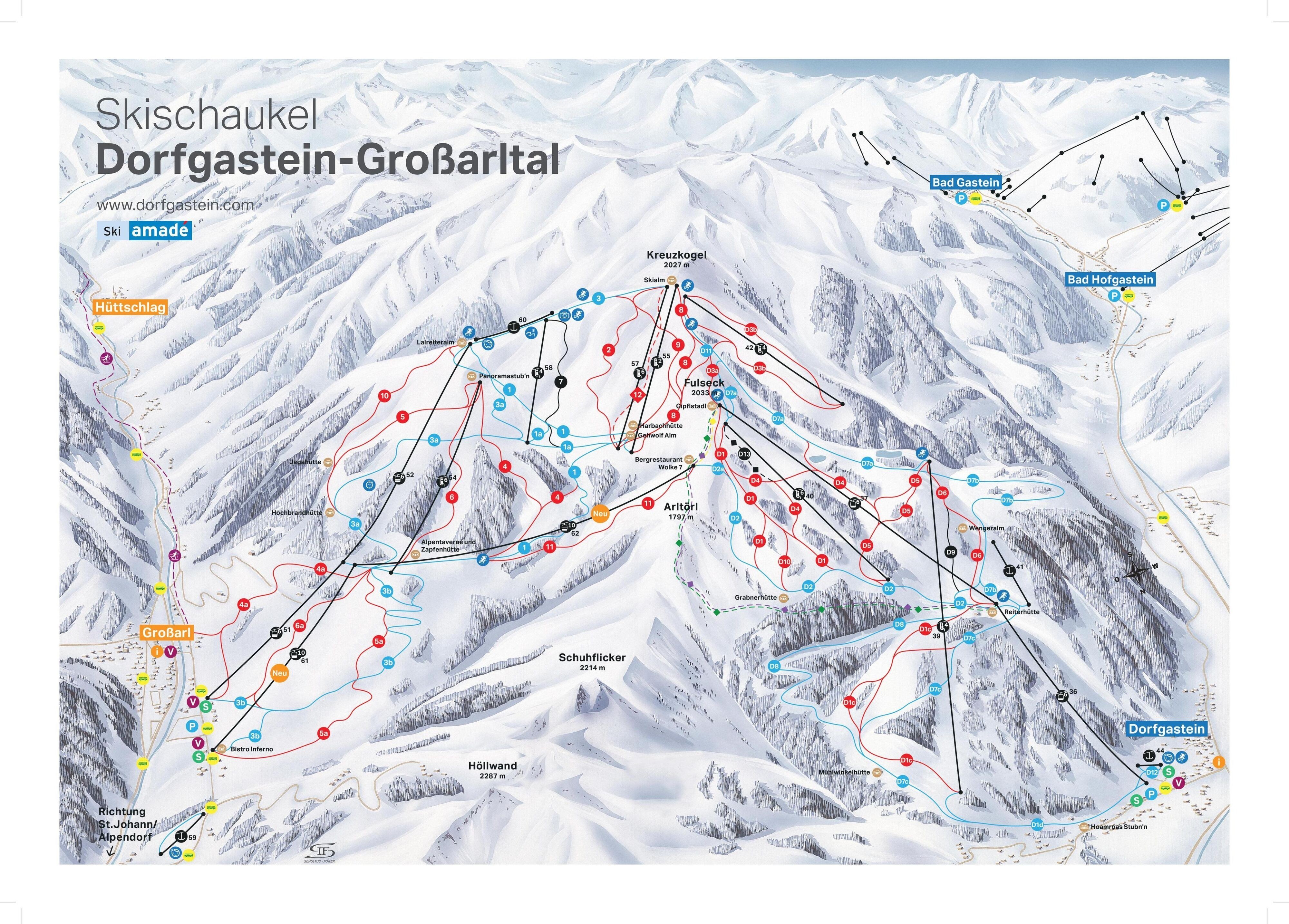 Pistenplan Dorfgastein-Großarltal
