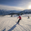 Skifahren am Morgen.