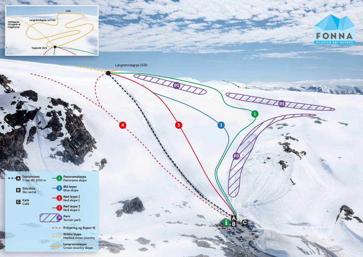 Pistenplan Fonna Glacier Ski Resort
