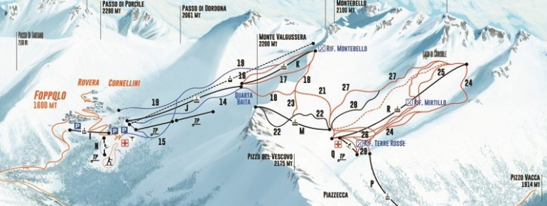 Pistenplan Foppolo - Carona (Brembo Ski)