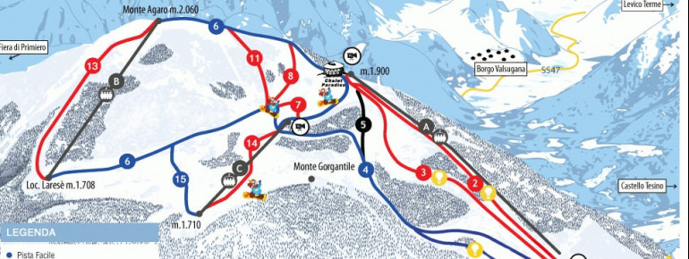 Pistenplan Funivie Lagorai Passo Brocon