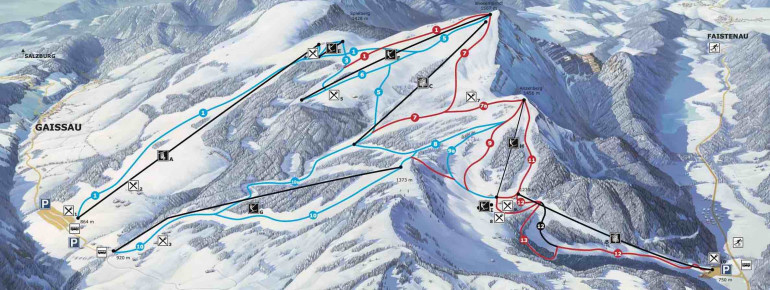 Pistenplan Gaissau – Hintersee