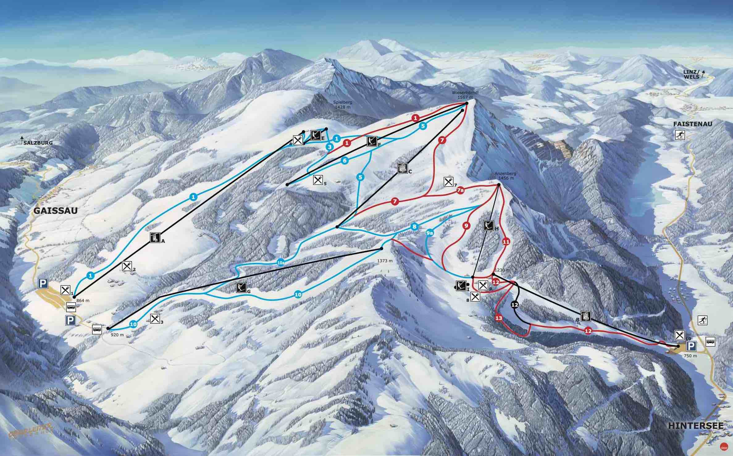 Pistenplan Gaissau Hintersee