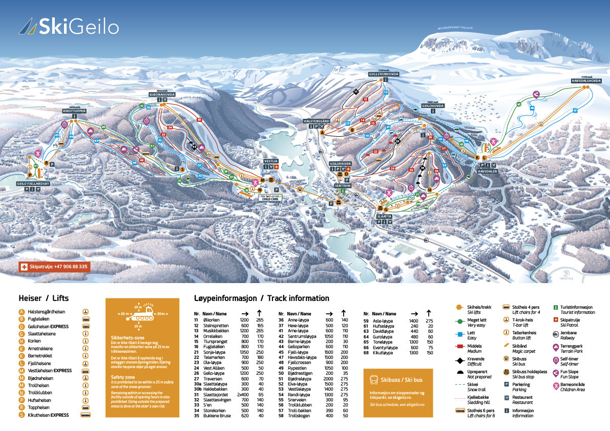 Pistenplan Ski Geilo