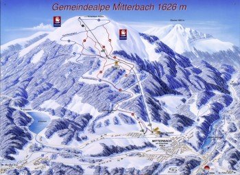 Pistenplan des Skigebiets Gemeindealpe in Niederösterreich.