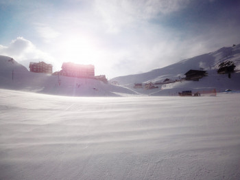 Blick zurück auf das Hotel Bellevue des Alpes an der Kleinen Scheidegg