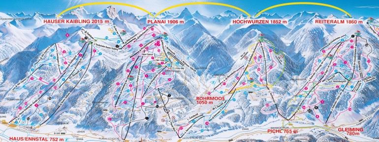 Pistenplan Hauser Kaibling (4-Berge-Skischaukel)
