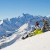 Dank der beeindruckenden Höhenlage genießt man im Skigebiet eine herrliche Aussicht.