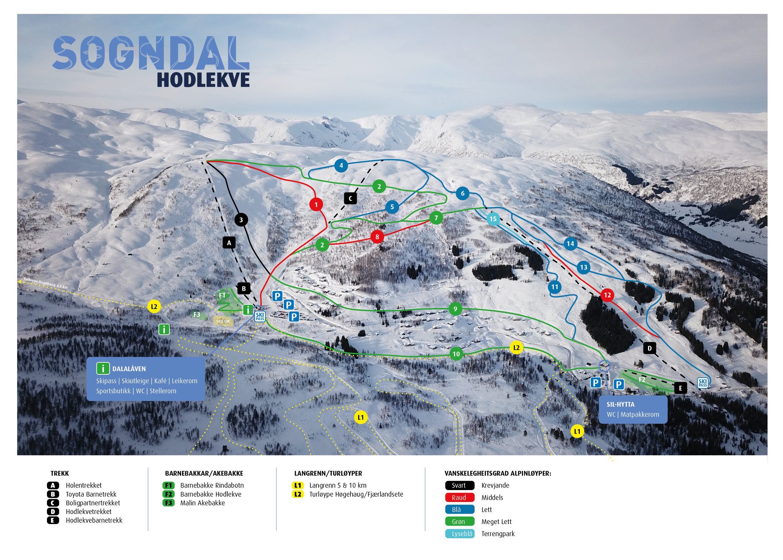 Pistenplan Sogndal Hodlekve