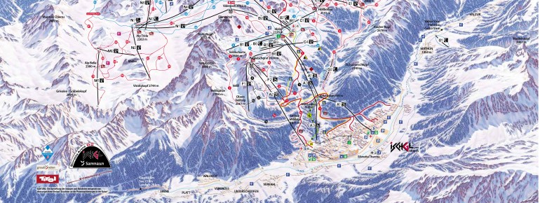 Pistenplan Ischgl - Samnaun (Silvretta Arena)