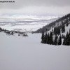 Blick auf die mittelschwere (in USA blau markierte) Piste Amphitheater! Mit etwas Vorsicht können Anfänger auch die blau markierten Pisten unterhalb der Bridger Gondola meistern.