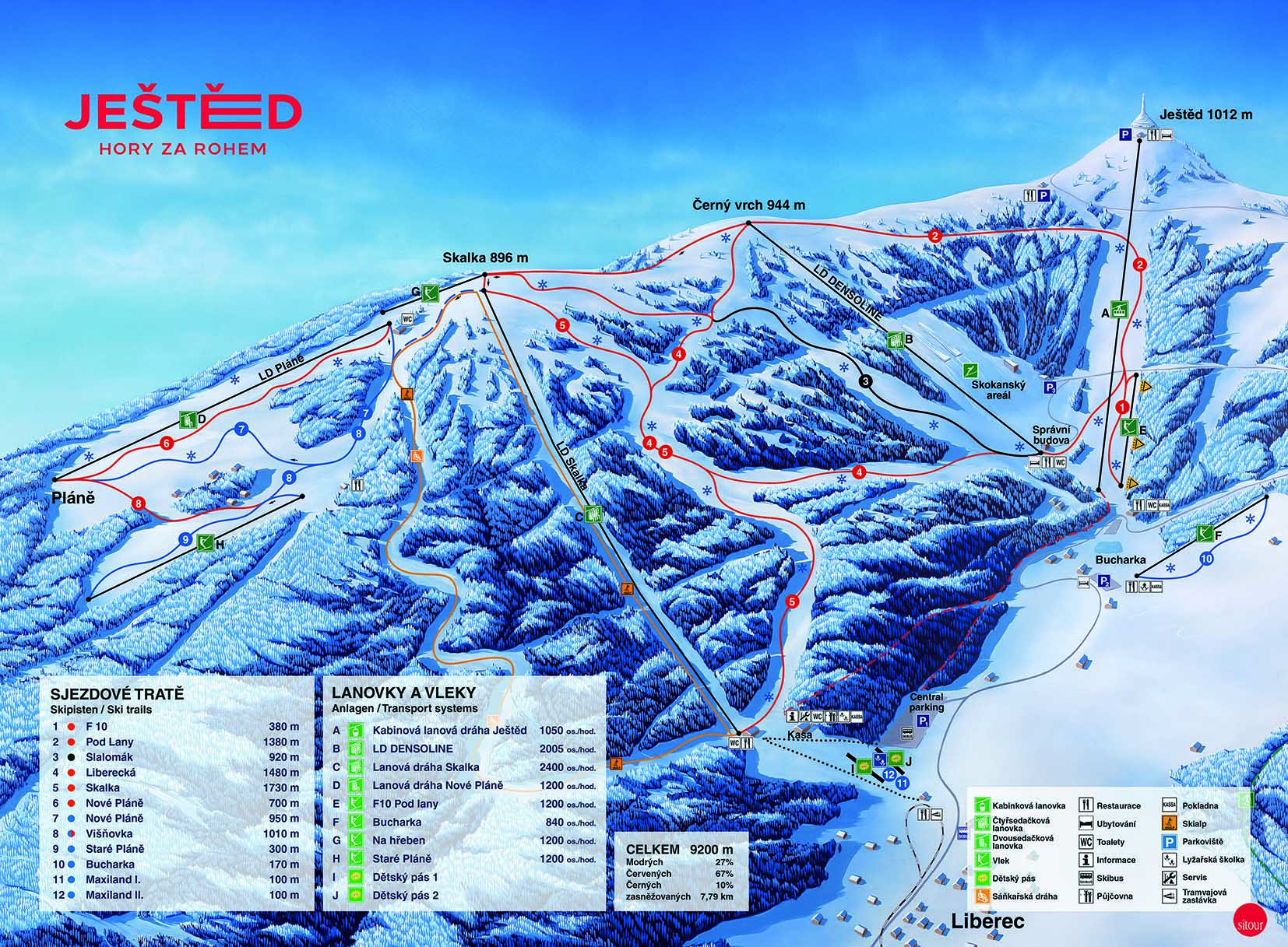 Pistenplan Skigebiet Jested