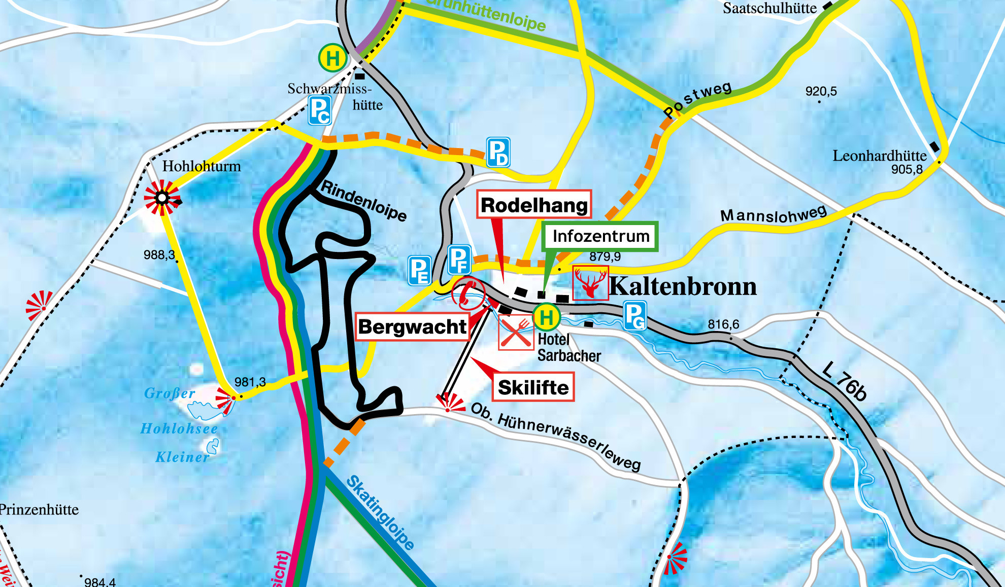 Lageplan Skigebiet Kaltenbronn