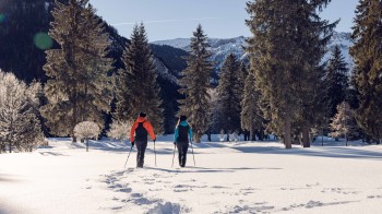 Im Naturpark Karwendel können Winterwanderer in verschneite und wunderschöne Winterlandschaften eintauchen.