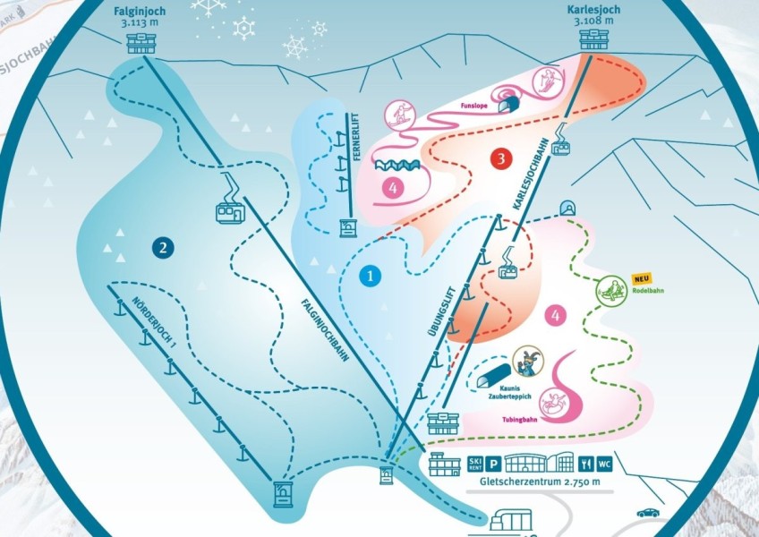 Neues Kinderland und neue Rodelbahn am Kaunertaler Gletscher.