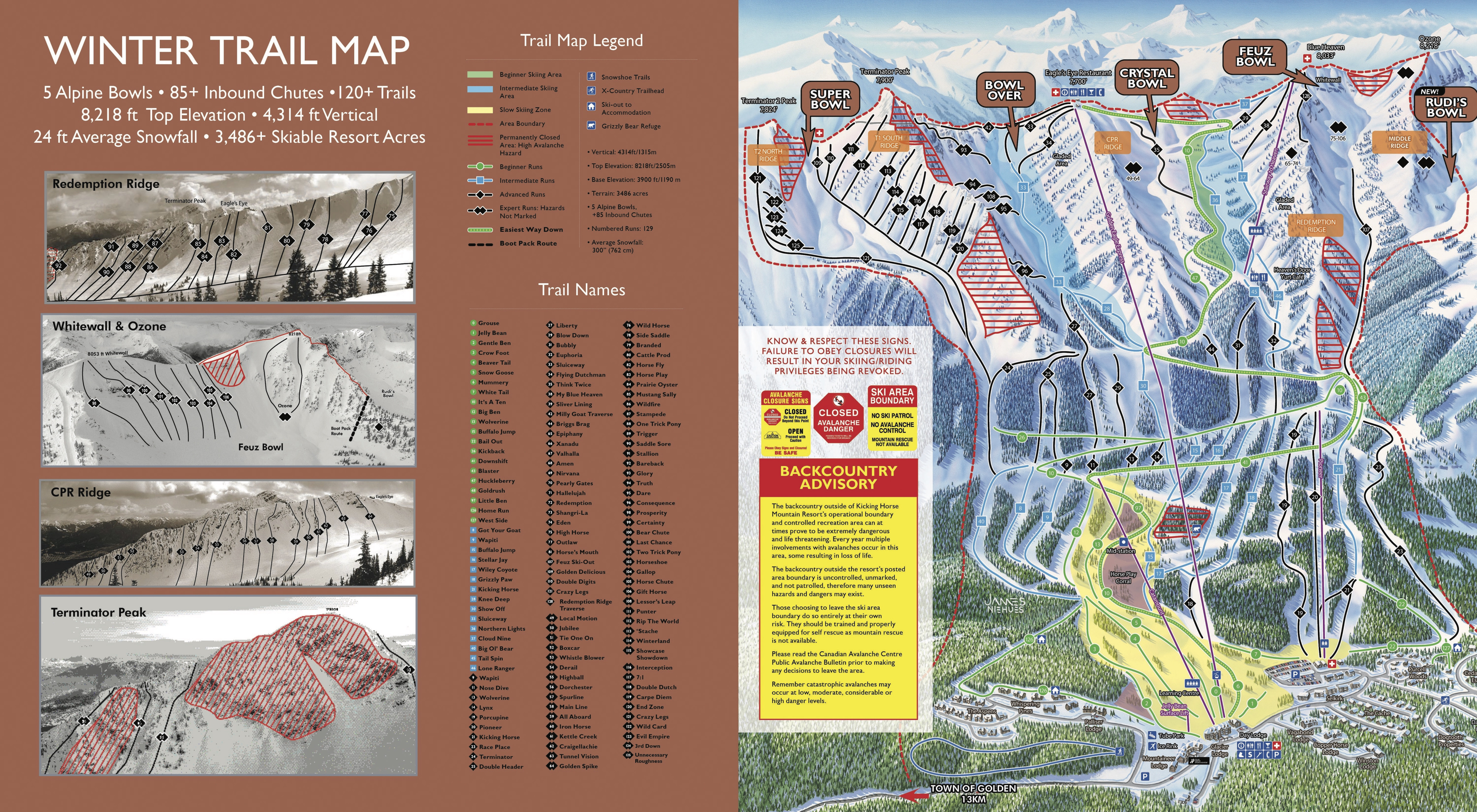 Pistenplan von Kicking Horse Resort