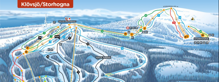 Pistenplan Klövsjö - Storhogna (Vemdalen)