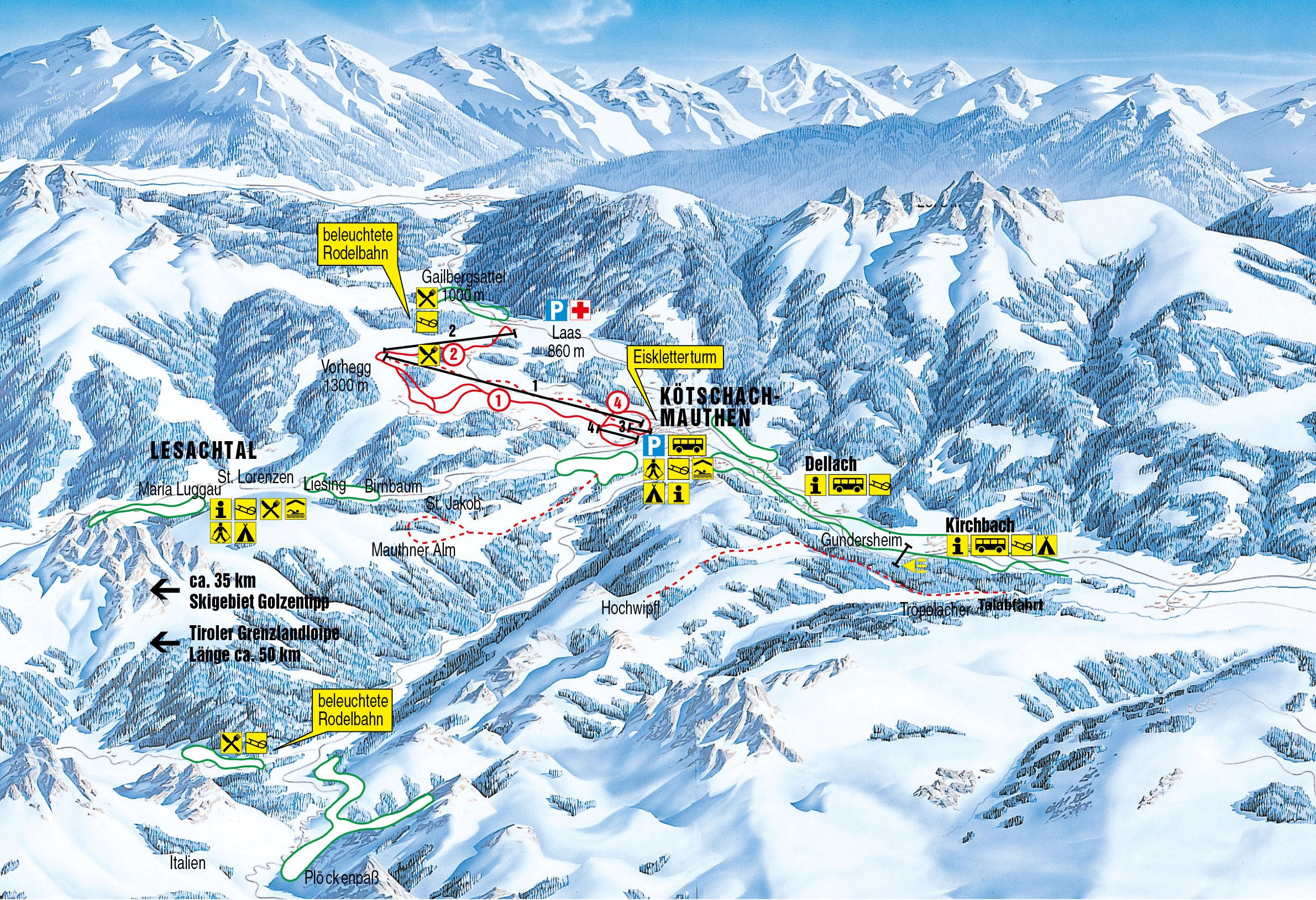 Pistenplan Kötschach Mauthen