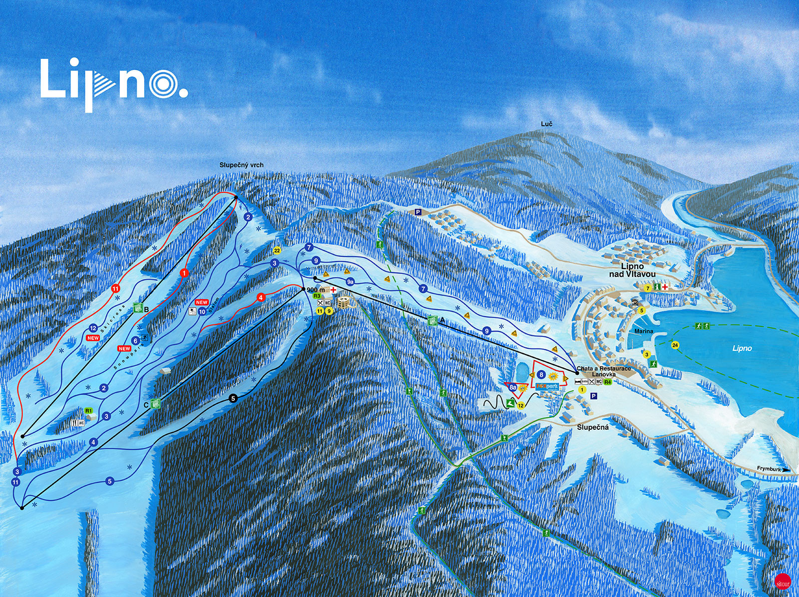 Pistenplan Skiareal Lipno