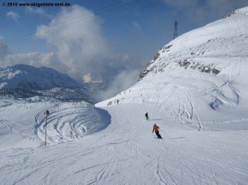 Beginn der blauen Piste Richtung Talstation Gjaidalm!