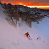 Sonnenuntergang im Skigebiet